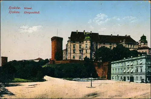 Postcard Krakau Kraków Wawel - Hotel, el. Feldpost 1915