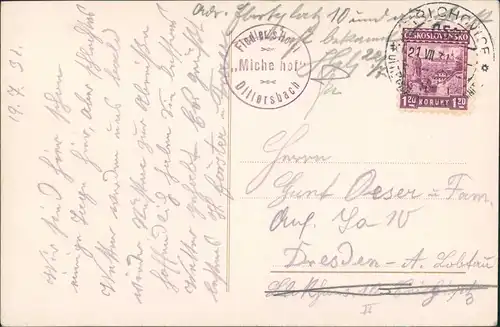 Postcard Dittersbach (Böhm. Schweiz) Jetřichovice Blick auf Stadt 1931