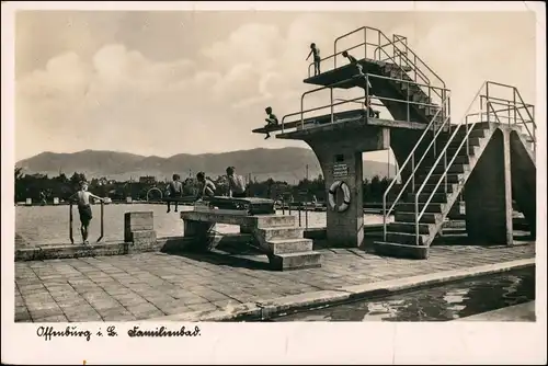 Ansichtskarte Offenburg Schwimmbad, Sprungturm - Stadt 1955