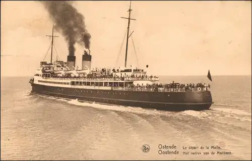 Postkaart Ostende Oostende Schiffe/Schifffahrt - Dampfer 1935