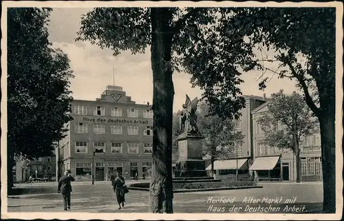 Ansichtskarte Herford Alter Markt - Haus der Deutschen Arbeit 1937