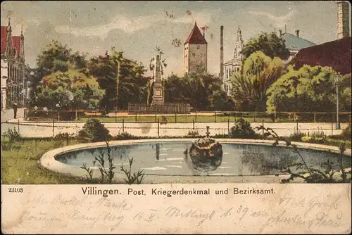 Villingen-Villingen-Schwenningen Kriegerdenkmal, Post, Bezirksamt 1903