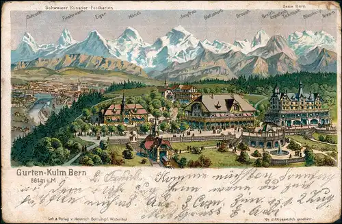 Ansichtskarte Litho AK Bern Gurten Kulm 1905