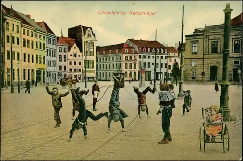 Ansichtskarte Düsseldorf Straßenpartie - Radschläger 1907