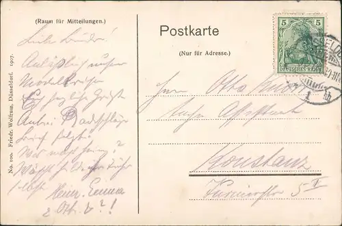 Ansichtskarte Düsseldorf Straßenpartie - Radschläger 1907