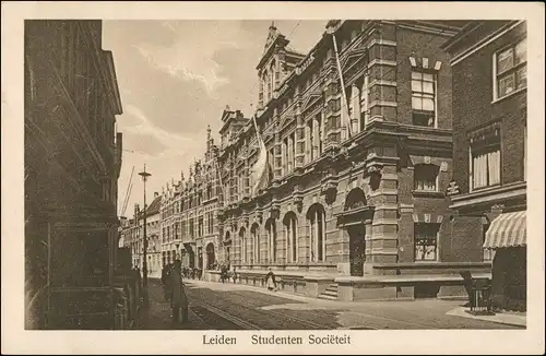 Postkaart Leiden Leyden Straße Studenten Societät 1928
