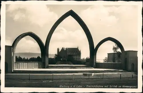 Marburg an der Lahn Freilichtbühne mit Schloß im Hintergrund 1932