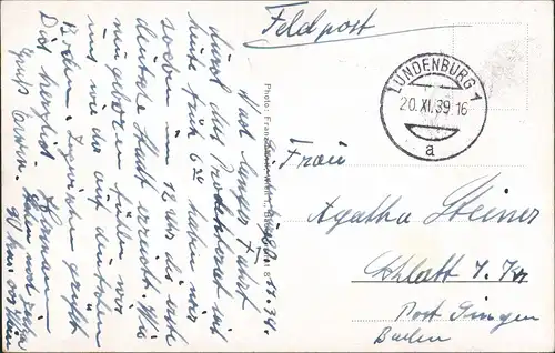 Postcard Lundenburg Břeclav Leventevár Partie an der Stadt 1939