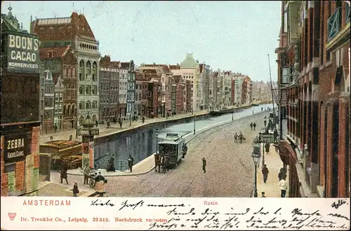 Postkaart Rokin-Amsterdam Amsterdam Straße - Straßenbahn 1904