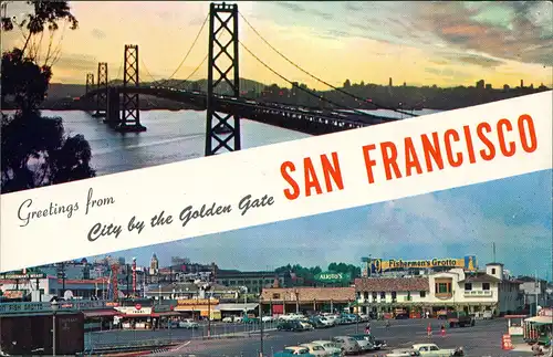 San Francisco Golden Gate Bridge, Street on Fisherman`s Grotto 1965