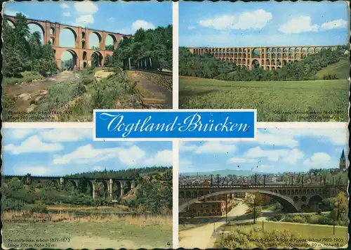 4-Bild-Karte Vogtland Brücken, Syratal, Plauen, Elstertal, Göltzschtal 1962