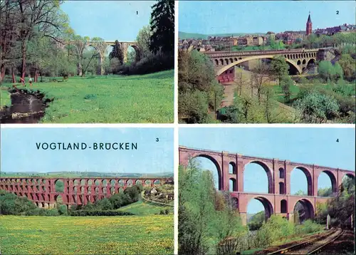 .Sachsen Mehrbild-AK DDR Brücken, Syratal, Friedrich-Ebert-Brücke Plauen ua. 1971