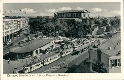 Ansichtskarte Hannover Kröpcke, Haltestelle - Straßenbahn 1955