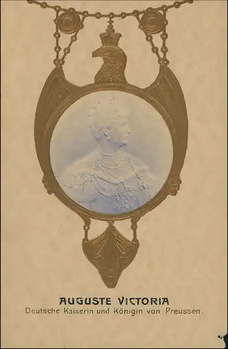 Deutsche Kaiserin und Königin von Preussen.Gold Prägemedallion 1912 Prägekarte