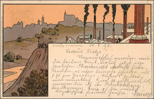 Freiberg (Sachsen) Künstlerte signiert Quarck - Muldenhütten 1898