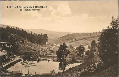 Ansichtskarte Dönschten-Dippoldiswalde Schwimmbad 1926