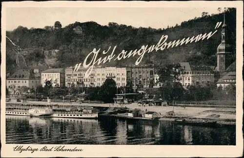 Ansichtskarte Bad Schandau Dampfer - Gut angekommen 1934