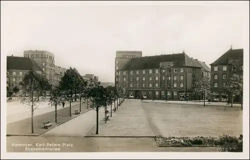 Ansichtskarte Hannover Karl-Peters-Platz. Stresemannallee 1930