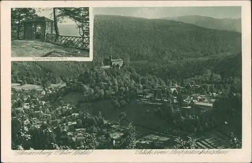 Schwarzburg Panorama-Ansicht, Trippstein-Häuschen, Thüringer Wald Blick 1925