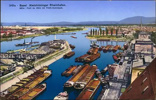 Ansichtskarte Basel Kleinhüninger Rheinhafen. 1913