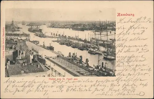 Ansichtskarte St. Pauli-Hamburg Hafen von Sankt Pauli aus 1902