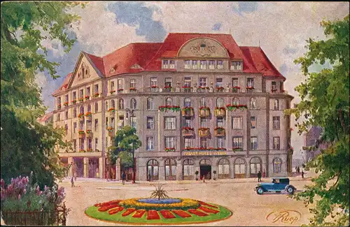 Ansichtskarte Innere Altstadt-Dresden Palasthotel Weber - Künstlerkarte 1928