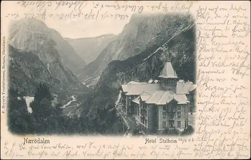 Postcard Nærøydalen b Gudvangen Hotel Stahlheim 1903