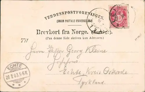 Postcard Nærøydalen b Gudvangen Hotel Stahlheim 1903