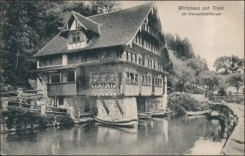 Ansichtskarte Luzern Lucerna Vierwaldstättersee Wirtshaus Treib 1911