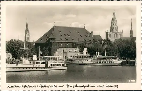 Ansichtskarte Konstanz Hafen, Dampfer 1934
