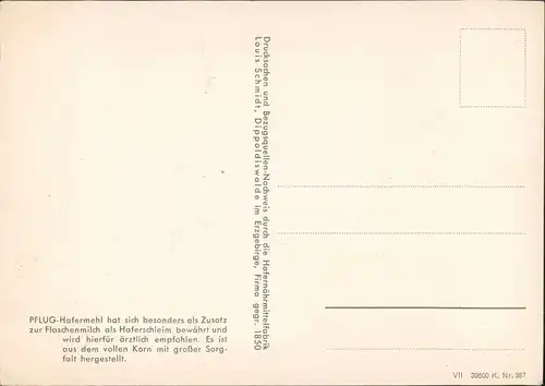 Ansichtskarte  Künstler Werbekarte PFLUG Gebirgshafermehl 1940