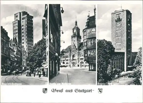 Ansichtskarte Stuttgart Tagblatt-Hochhaus 3 Bild REPRO 1932/1965 REPRO