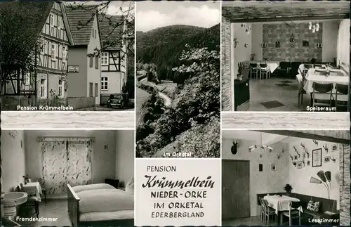 Ansichtskarte Niederorke-Vöhl Gasthaus und Pension Krümmelbein MB 1963