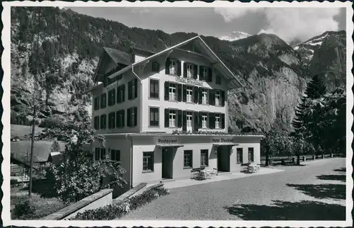 Ansichtskarte Lauterbrunnen Hotel Staubbach mit Jungfrau 1934