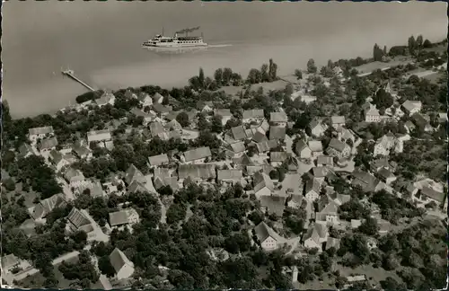 Ansichtskarte Überlingen Luftbild Stadt Dampfer 1963
