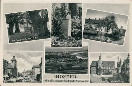 Ansichtskarte Höxter (Weser) MB: Denkmal, Stadt, Schloß 1940