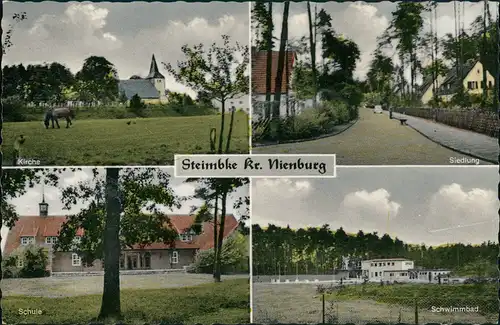 Ansichtskarte Steimbke (LK Nienburg) Siedlung, Stadt, Schwimmbad 1959