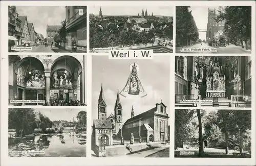 Ansichtskarte Werl (Westfalen) Fabrik Preßhefe, Kirche, Straße 1946