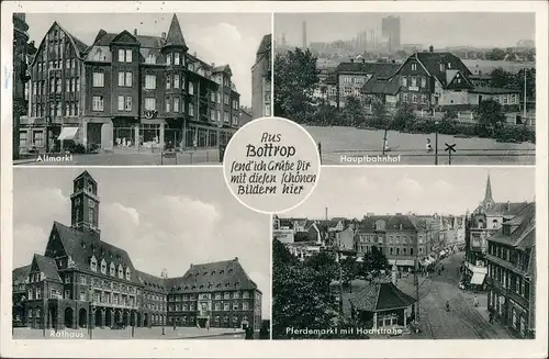 Ansichtskarte Bottrop Fabrik, Altmarkt, Pferdemarkt 1954