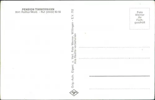 Ansichtskarte Rattlar-Willingen (Upland) PENSION TIMMERMANN 1962