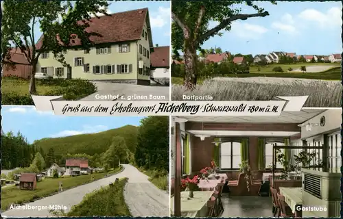 Ansichtskarte Aichelberg-Bad Wildbad Gasthof, Straße, Mühle, Gaststube 1965