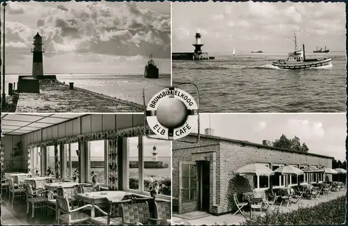 Ansichtskarte Brunsbüttel Brunsbüttelkoog 4 Bild: Hafen, Elb-Cafe 1962