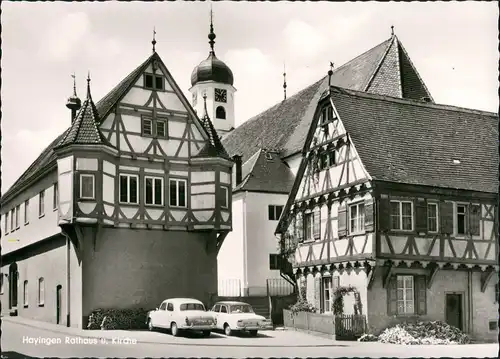 Ansichtskarte Hayingen-Indelhausen Rathaus u. Kirche 1964