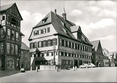 Ansichtskarte Nürtingen Rathaus Geschäft VW Käfer Beetle 1963
