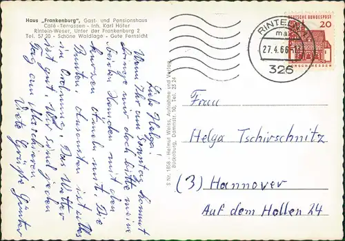 Ansichtskarte Rinteln Café - Terrassen - Inh. Karl Höfer MB 1966