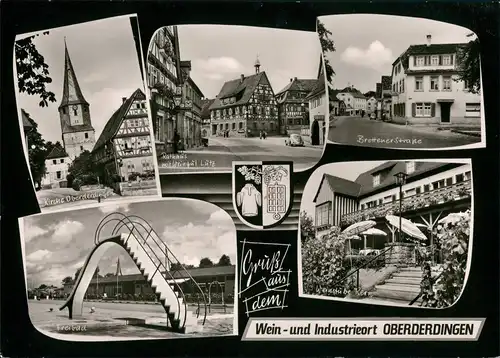 Ansichtskarte Oberderdingen Weingut Lutz, Brettenerstraße, Freibad 1963