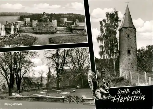 Ansichtskarte Herbstein Kriegerdenkmal, Kleingolfanlage 1963