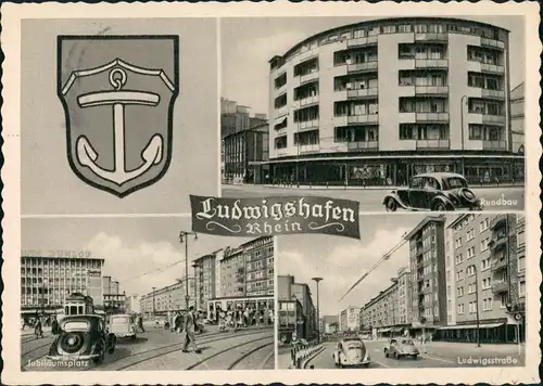 Ludwigshafen Rundbau Jubiläumsplatz Ludwigsstraße VW Käfer 1955