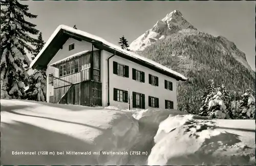 Ansichtskarte Mittenwald Ederkanzel (1208 m) Wetterstein Winter 1963