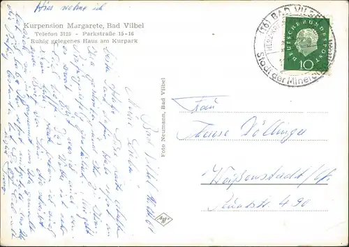 Ansichtskarte Bad Vilbel Kurpension Margarete 1959